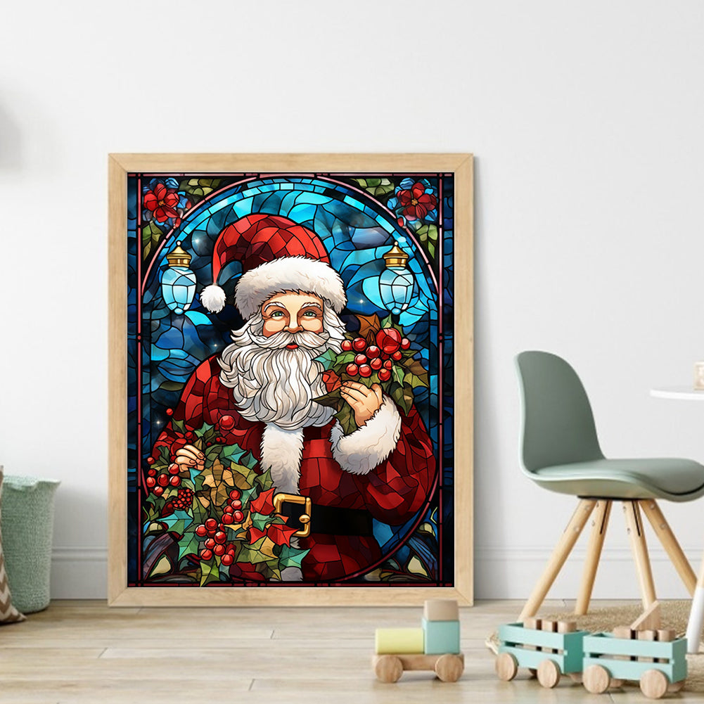 Glass Painting-Santa Claus - 14CT Stamped Cross Stitch 40*50CM