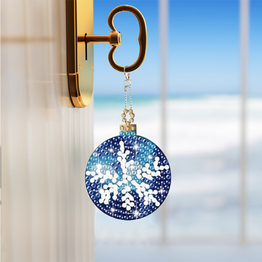 12PCS Diamond Art Keyring Snowflakes Double Sided Diamond Painting Keychain (#1)