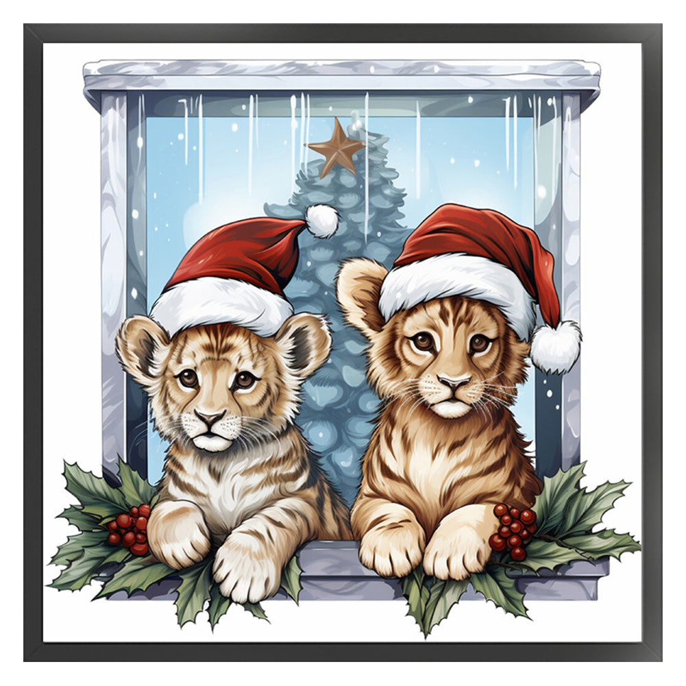 Christmas Tiger - 18CT Stamped Cross Stitch 30*30CM