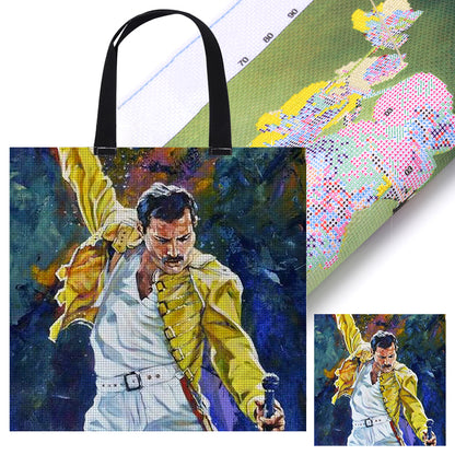 40x40cm Embroidery Kit Freddy Mercury Cross Stitch Canvas Tote Bag for Adults