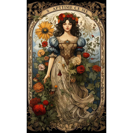 Retro Poster Flowers Woman - 11CT Stamped Cross Stitch 50*85CM