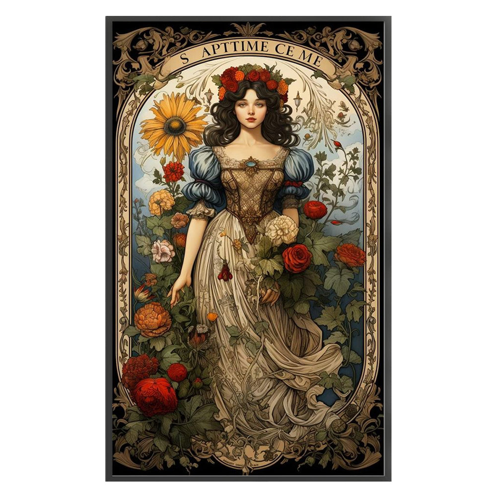 Retro Poster Flowers Woman - 11CT Stamped Cross Stitch 50*85CM