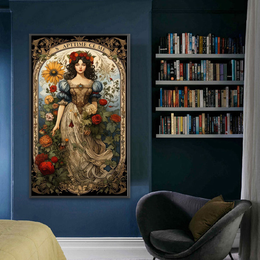 Retro Poster Flowers Woman - 11CT Stamped Cross Stitch 50*85CM