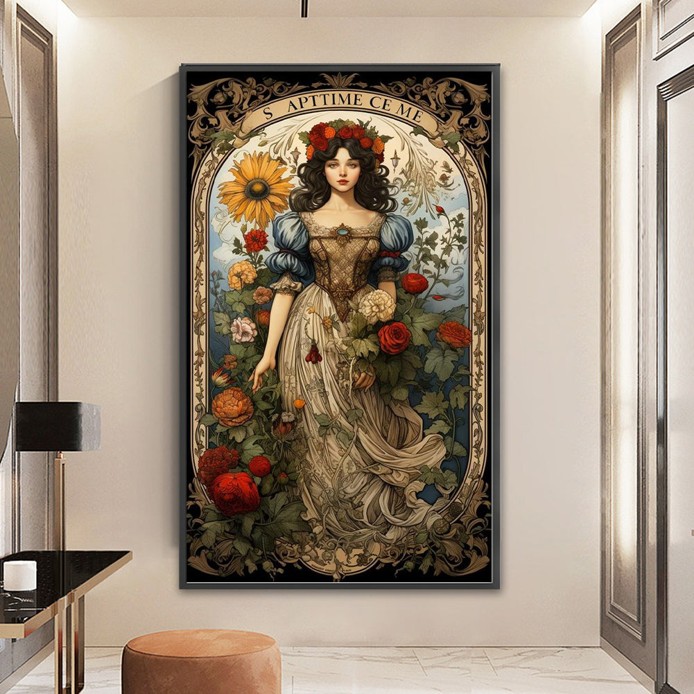 Retro Poster Flowers Woman - 11CT Stamped Cross Stitch 50*85CM