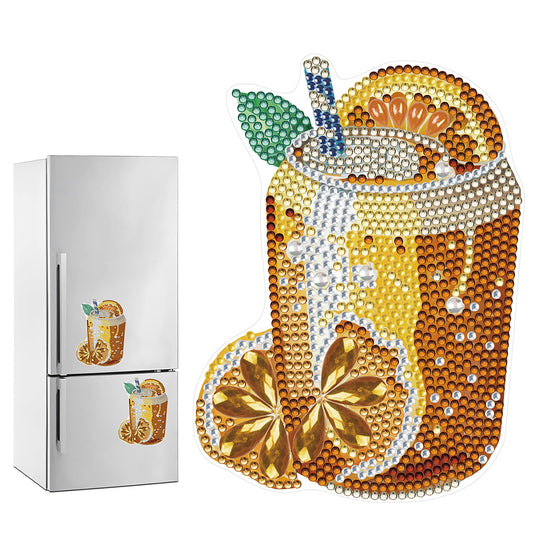 Round+Special Shape Diamond Art Fridge Magnets Sticker(Lemon Tea SparklingWater)