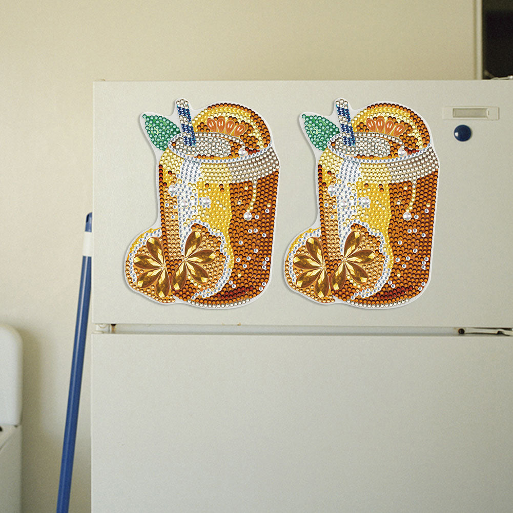 Round+Special Shape Diamond Art Fridge Magnets Sticker(Lemon Tea SparklingWater)