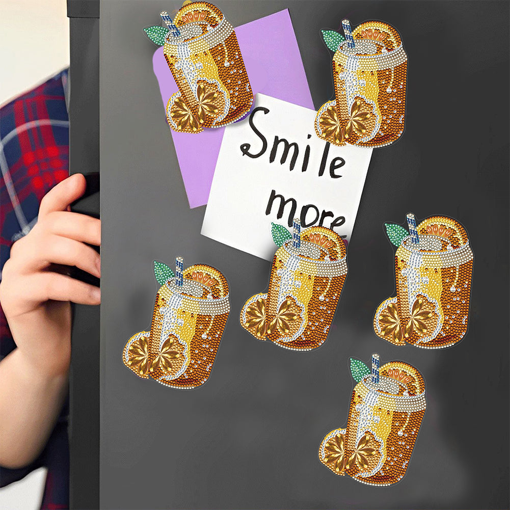 Round+Special Shape Diamond Art Fridge Magnets Sticker(Lemon Tea SparklingWater)