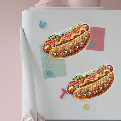Round+Special Shape Diamond Art Fridge Magnets Sticker (Hot Dog Hamburger #2)