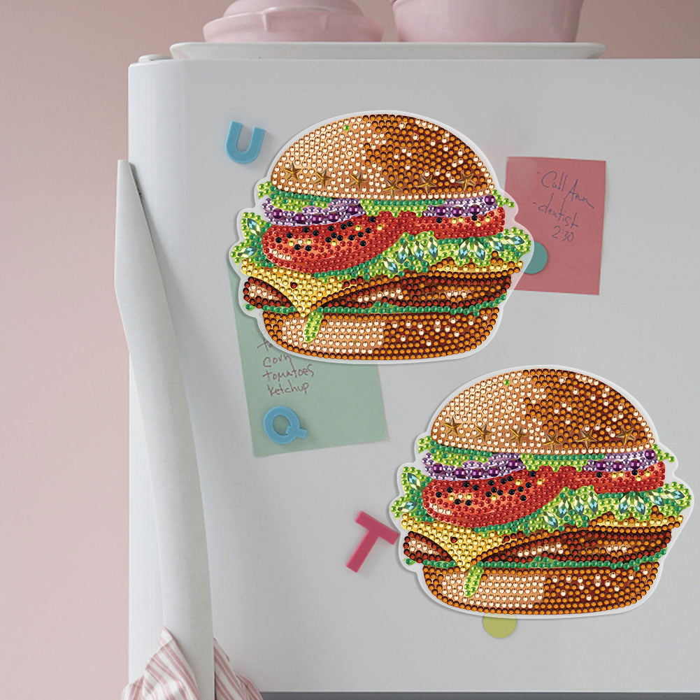 Round+Special Shape Diamond Art Fridge Magnets Sticker (Hamburger)