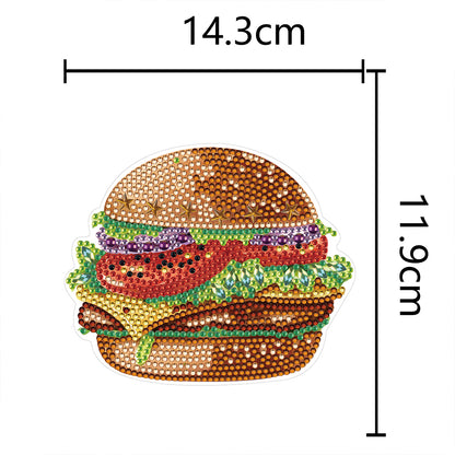 Round+Special Shape Diamond Art Fridge Magnets Sticker (Hamburger)