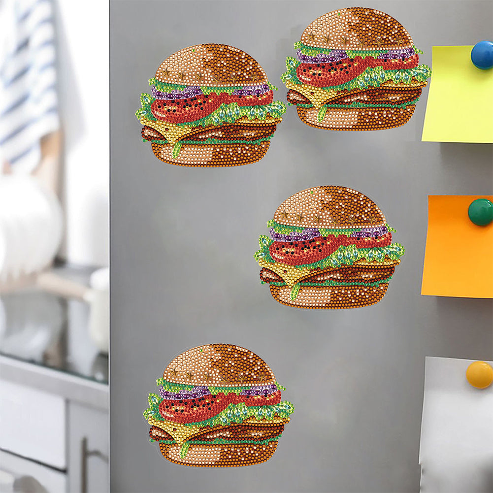 Round+Special Shape Diamond Art Fridge Magnets Sticker (Hamburger)