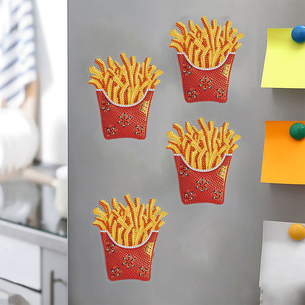 Round+Special Shape Diamond Art Fridge Magnets Sticker (French Fries)