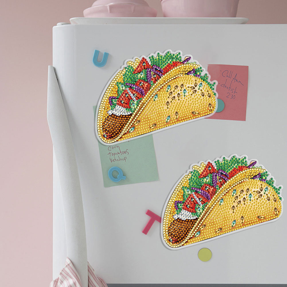 Round+Special Shape Diamond Art Fridge Magnets Sticker (Taco)