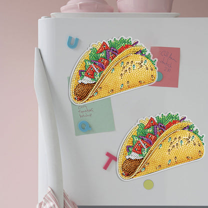 Round+Special Shape Diamond Art Fridge Magnets Sticker (Taco)