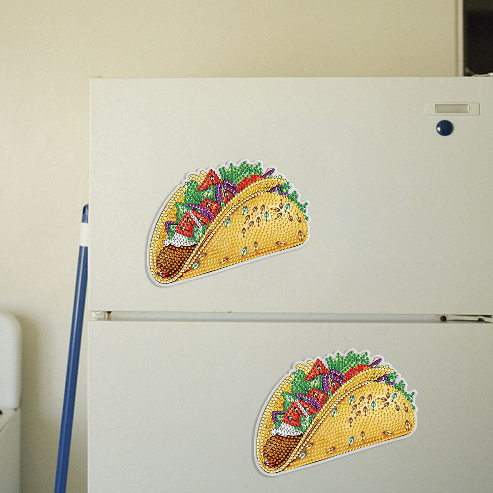 Round+Special Shape Diamond Art Fridge Magnets Sticker (Taco)