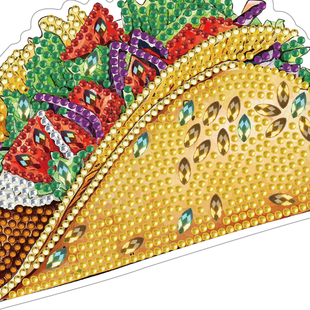 Round+Special Shape Diamond Art Fridge Magnets Sticker (Taco)