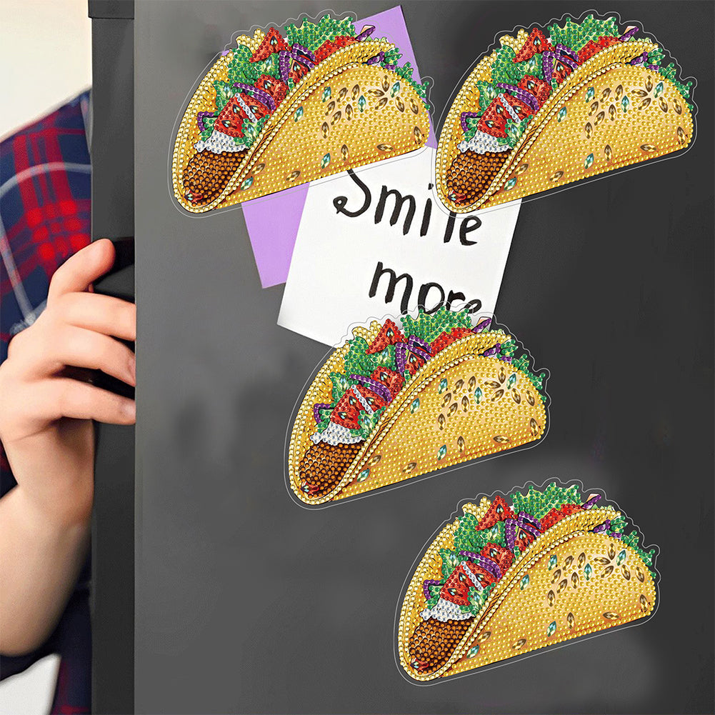 Round+Special Shape Diamond Art Fridge Magnets Sticker (Taco)