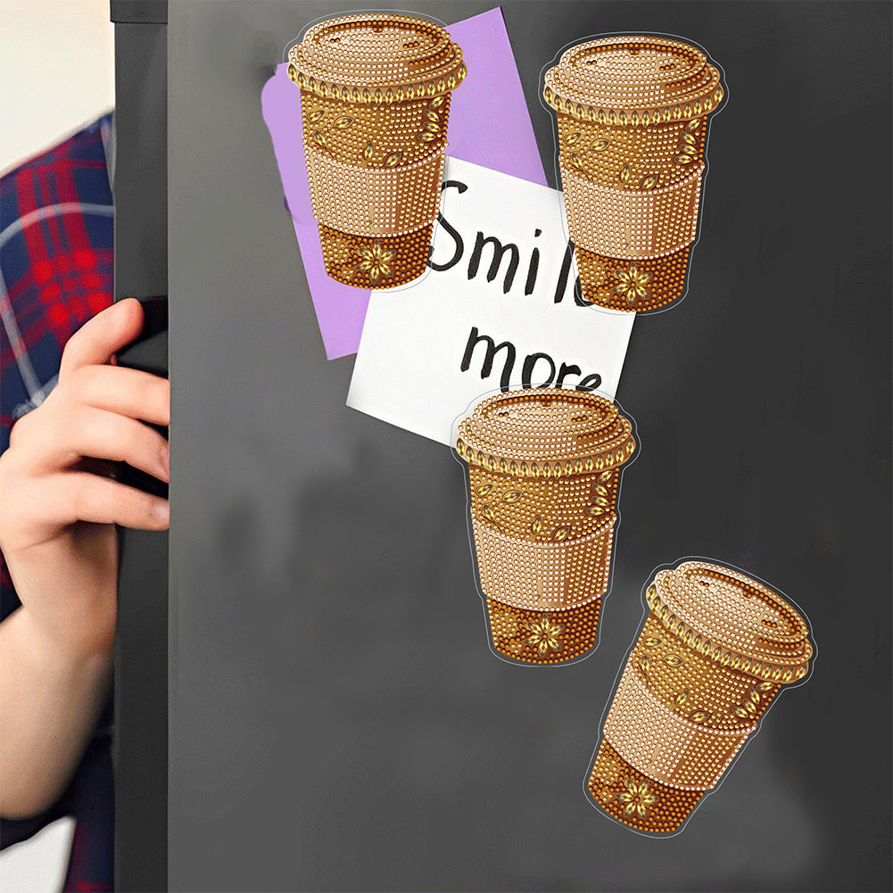 Round+Special Shape Diamond Art Fridge Magnets Sticker (Coffee Cup)