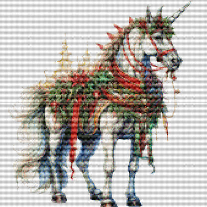 Christmas Unicorn - 18CT Stamped Cross Stitch 30*30CM