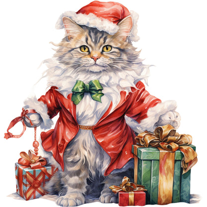 Christmas Cat - 18CT Stamped Cross Stitch 30*30CM