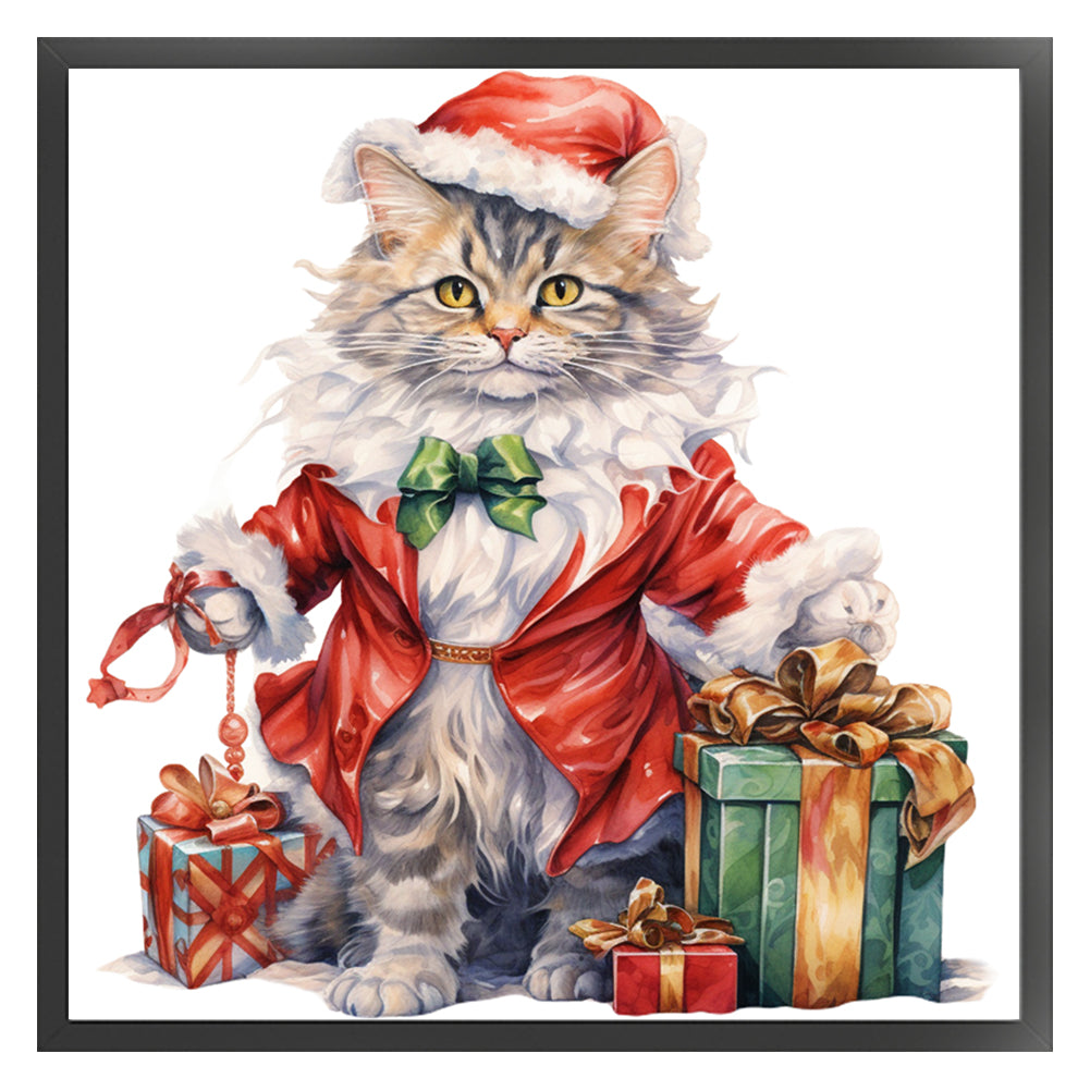 Christmas Cat - 18CT Stamped Cross Stitch 30*30CM