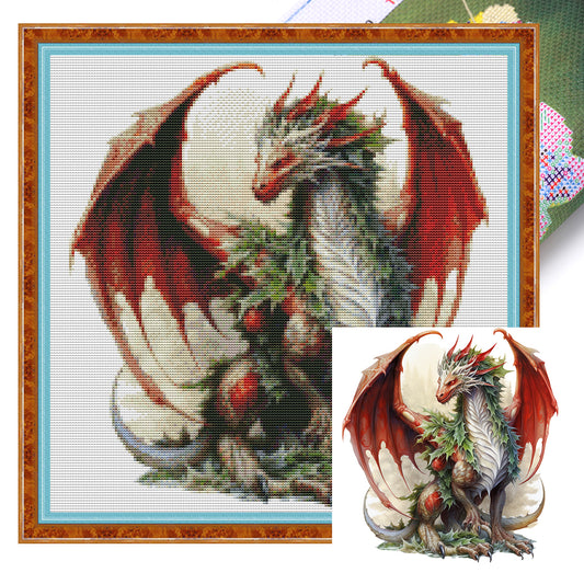 Christmas Pterosaur - 18CT Stamped Cross Stitch 30*30CM