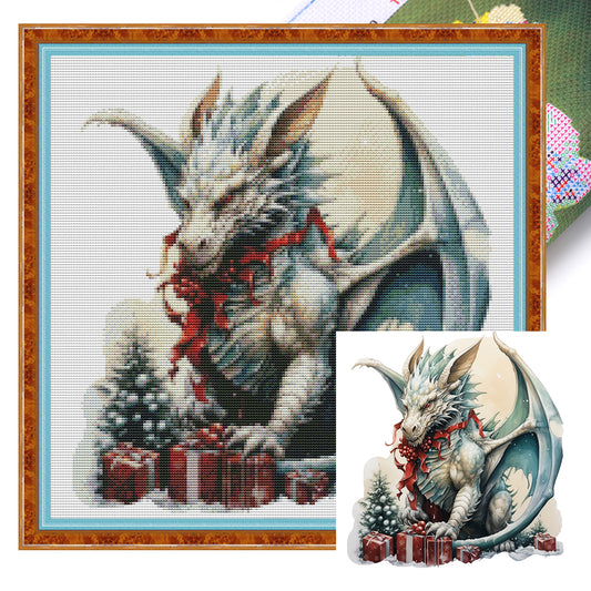 Christmas Pterosaur - 18CT Stamped Cross Stitch 30*30CM