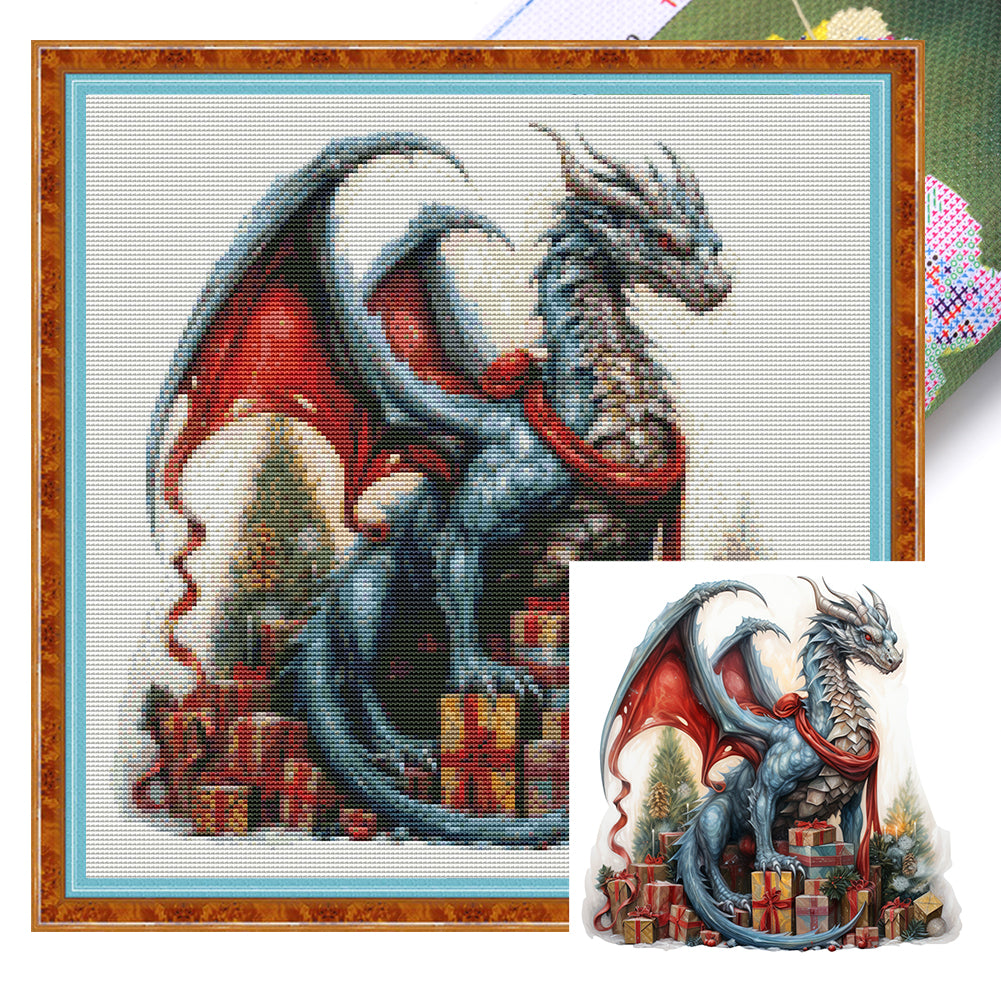 Christmas Pterosaur - 18CT Stamped Cross Stitch 30*30CM