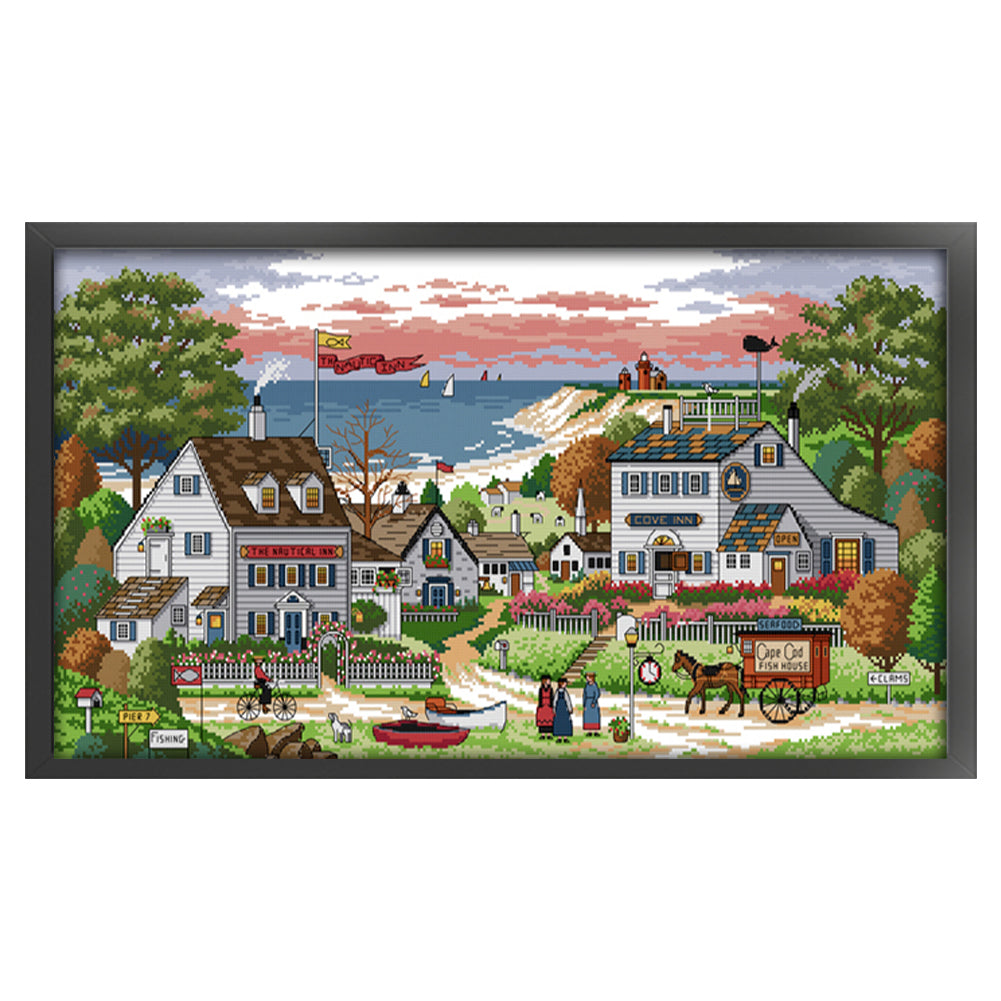 Cozy Little Bay - 14CT Stamped Cross Stitch 67*37CM(Joy Sunday)