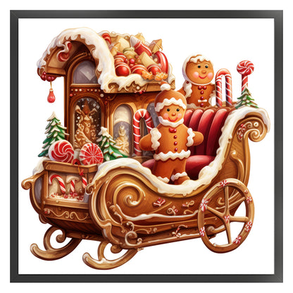 Christmas Gingerbread Sleigh - 11CT Stamped Cross Stitch 50*50CM