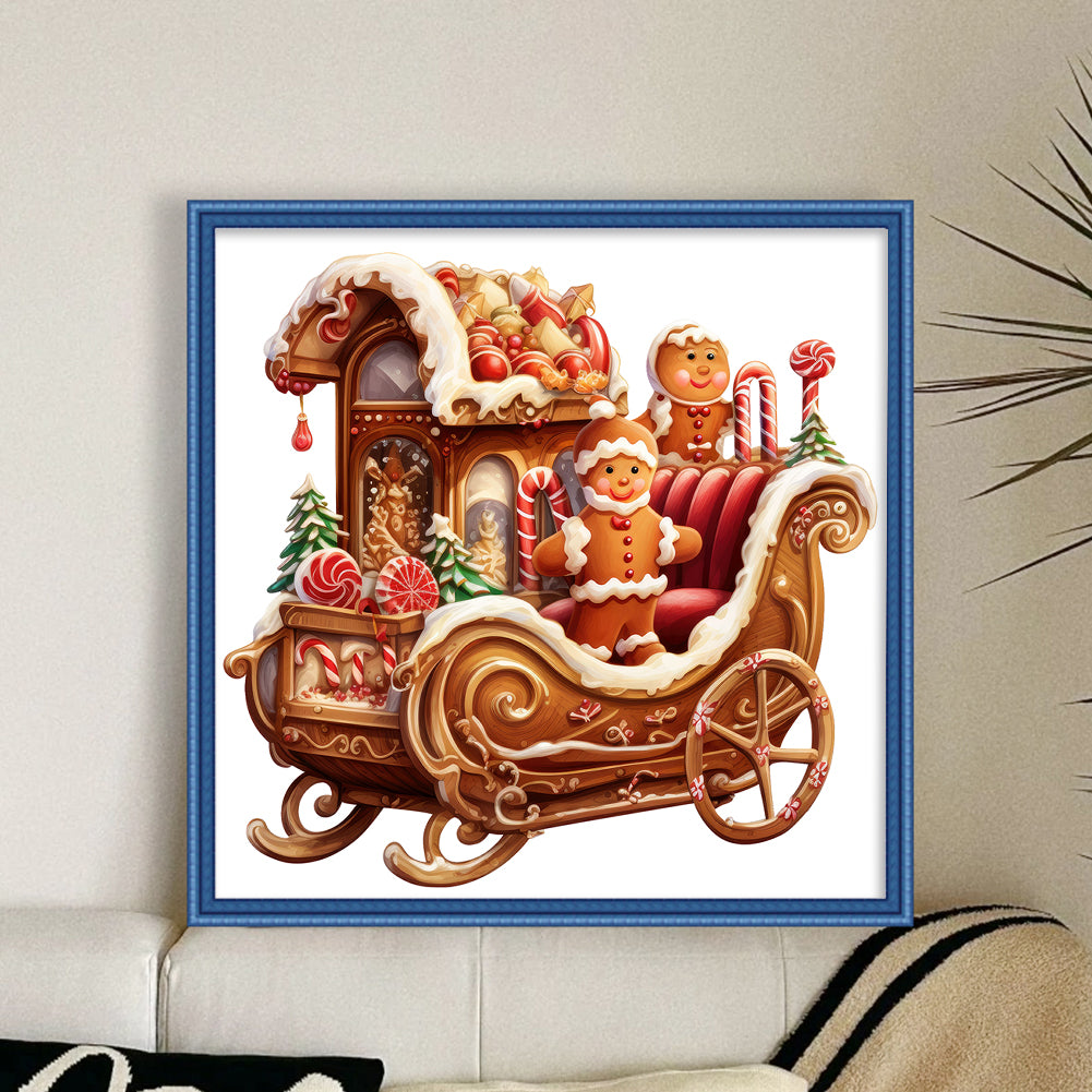 Christmas Gingerbread Sleigh - 11CT Stamped Cross Stitch 50*50CM