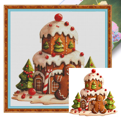 Christmas Gingerbread Cake - 11CT Stamped Cross Stitch 50*50CM