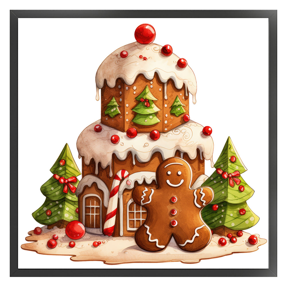 Christmas Gingerbread Cake - 11CT Stamped Cross Stitch 50*50CM