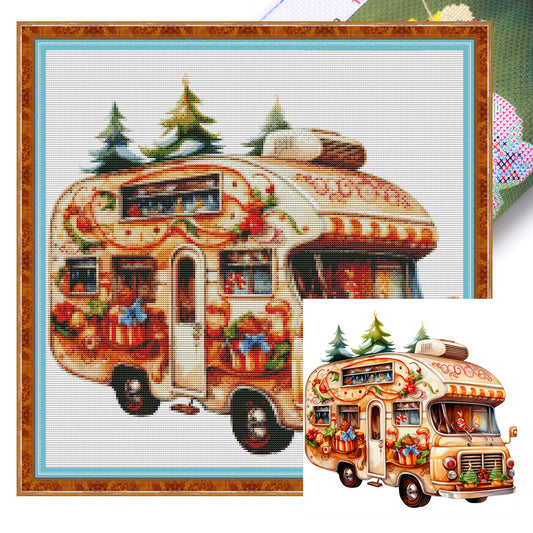 Christmas Gingerbread Picnic Cart - 11CT Stamped Cross Stitch 50*50CM