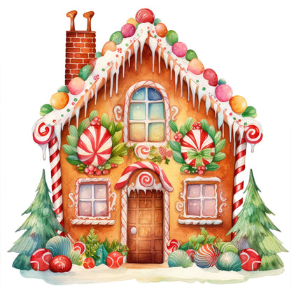 Christmas Gingerbread House - 11CT Stamped Cross Stitch 50*50CM