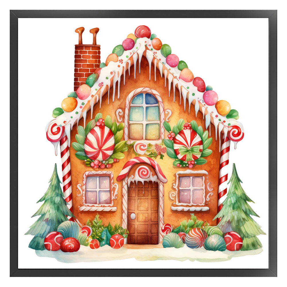 Christmas Gingerbread House - 11CT Stamped Cross Stitch 50*50CM