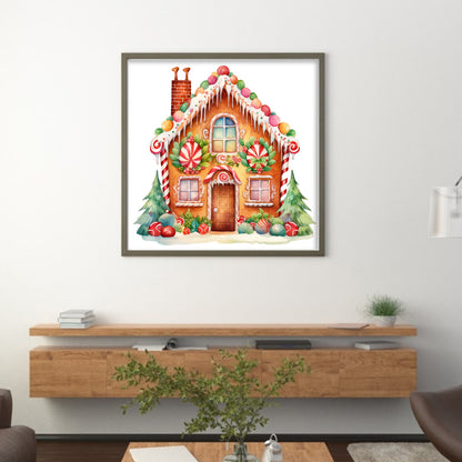 Christmas Gingerbread House - 11CT Stamped Cross Stitch 50*50CM