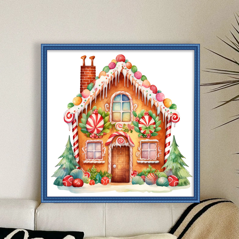 Christmas Gingerbread House - 11CT Stamped Cross Stitch 50*50CM