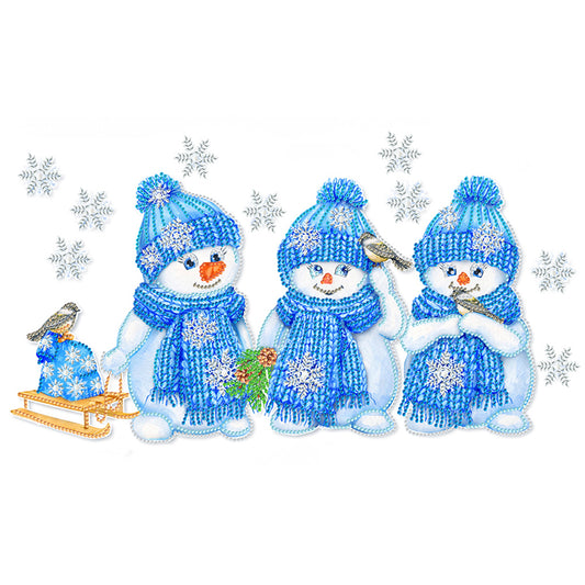 Three Little Snowmen - Special Shaped Drill Diamond Painting 50*30CM