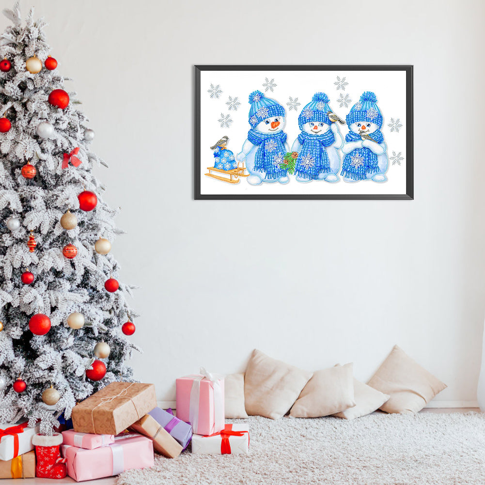 Three Little Snowmen - Special Shaped Drill Diamond Painting 50*30CM