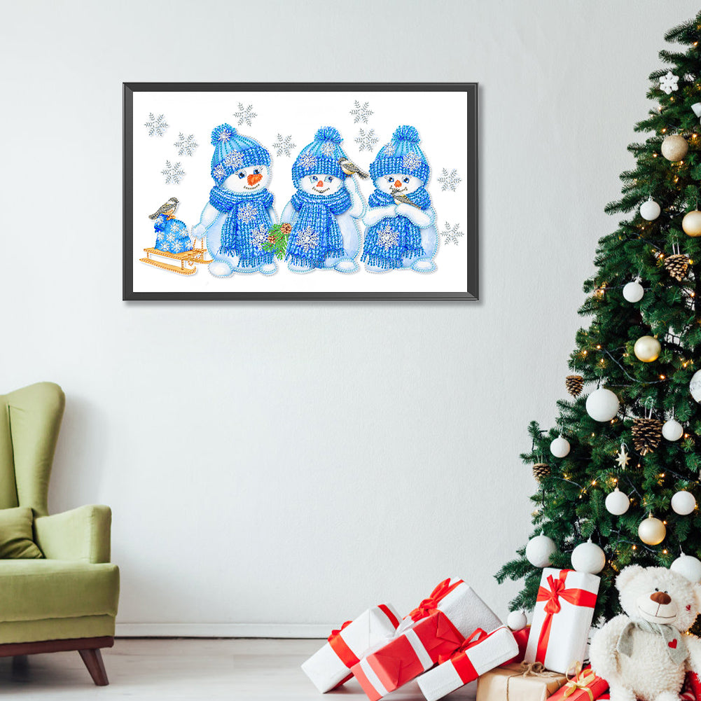 Three Little Snowmen - Special Shaped Drill Diamond Painting 50*30CM