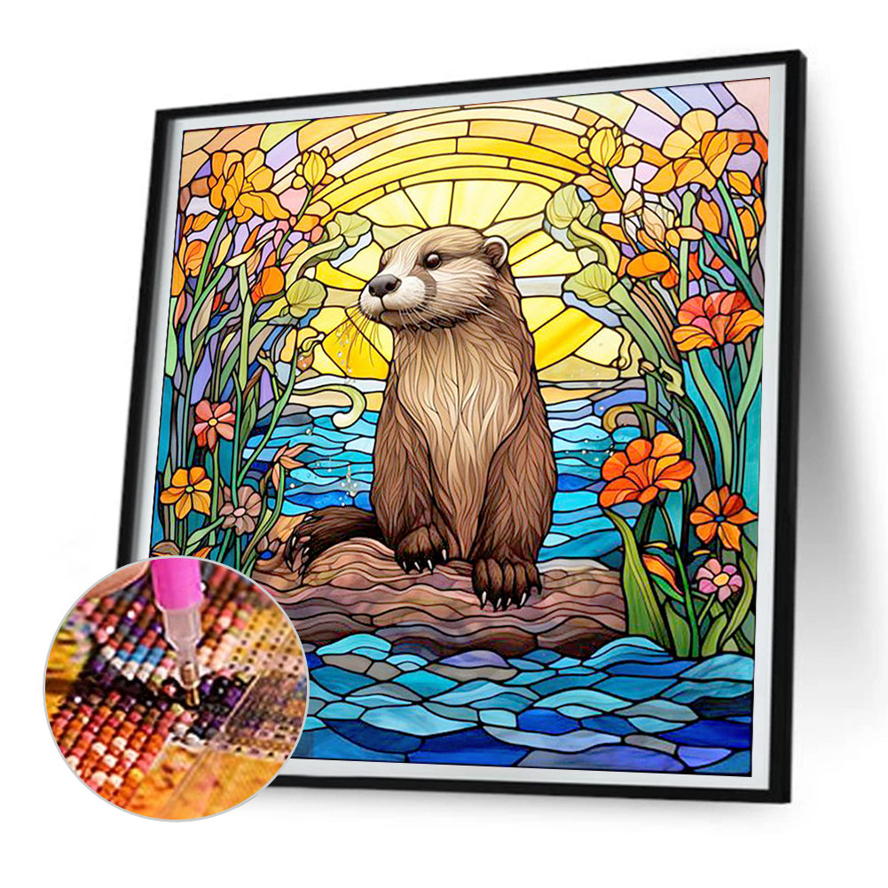 Stained Glass Otter - Full Round Drill Diamond Painting 30*30CM