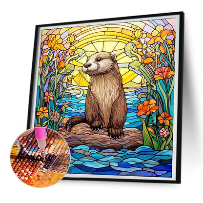 Stained Glass Otter - Full Round Drill Diamond Painting 30*30CM