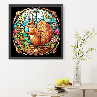 Stained Glass Squirrel - Full Round Drill Diamond Painting 30*30CM