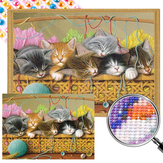 Sleeping Cat - Full Round AB Drill Diamond Painting 70*50CM