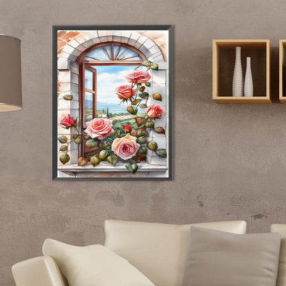 Window Rose - Full Square Drill Diamond Painting 30*40CM