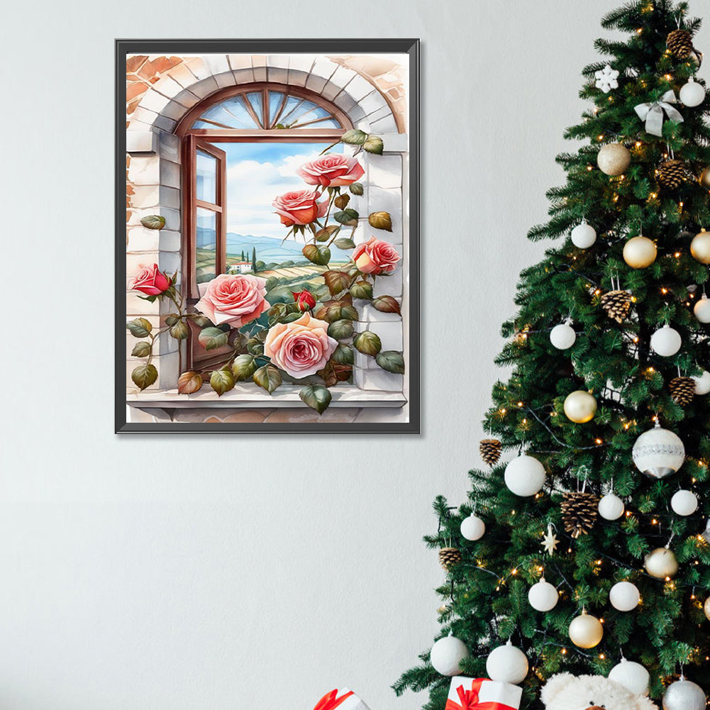 Window Rose - Full Square Drill Diamond Painting 30*40CM