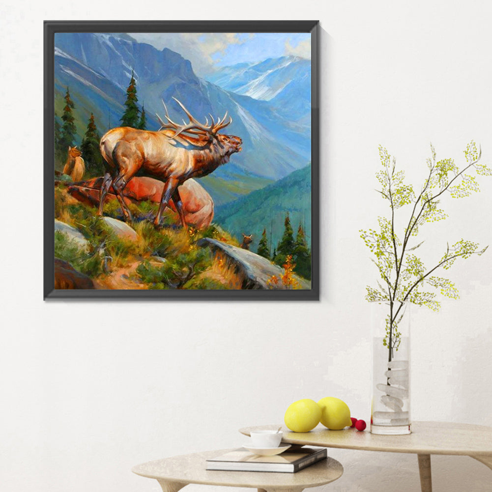 Alpine Elk Animal - Full Round Drill Diamond Painting 30*30CM