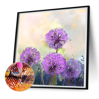 Purple Dandelion - Full Round Drill Diamond Painting 30*30CM