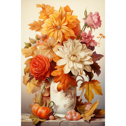 Orange And White Bouquet - Full Round Drill Diamond Painting 40*60CM